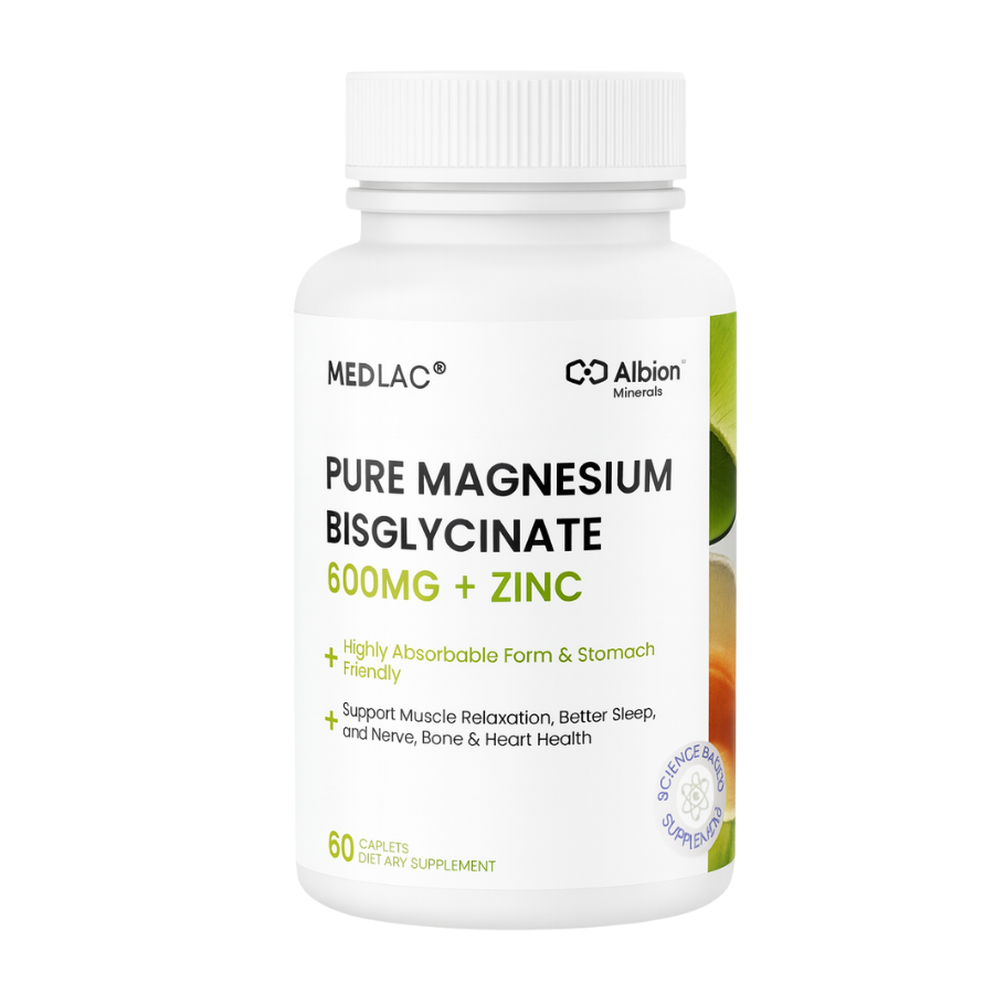 Pure Magnesium Bisglycinate 600mg + Zinc 60s
